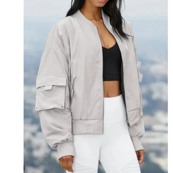 Alo Yoga It Girl Bomber Dove Grey - Picture 6 of 6